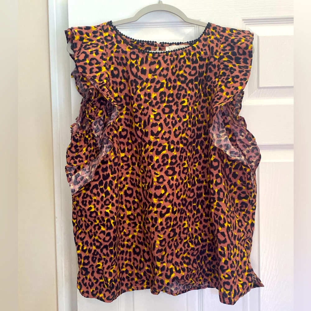 Loft Pink Leopard Top sz XL NWT